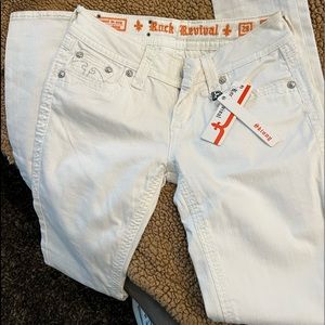 Rock Revival Women’s 28 white skinny jeans NWT